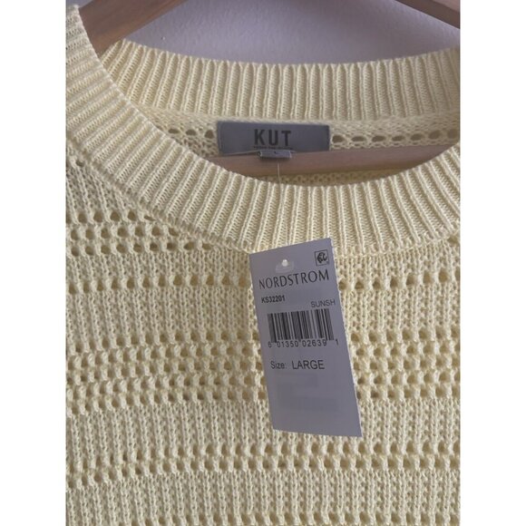 KUT FROM THE KLOTH Open Stitch Cropped Sweater Sunshine Yellow Large NEW - Picture 3 of 11